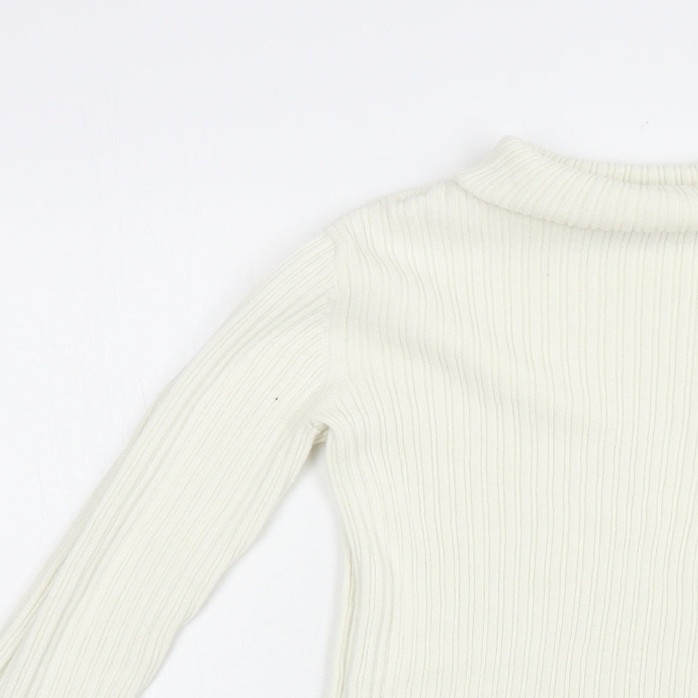George Girls Ivory Roll Neck  Cotton Pullover Jumper Size 12-13 Years  Pullover