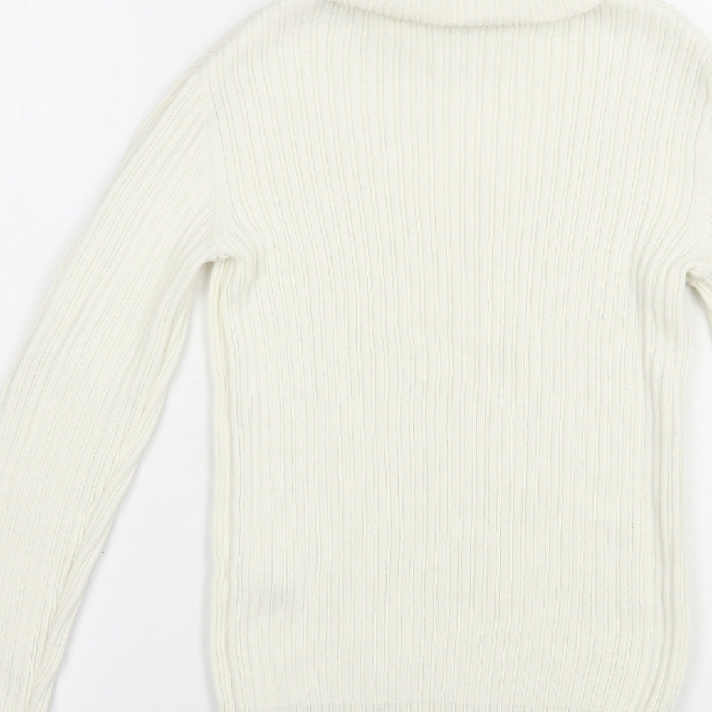 George Girls Ivory Roll Neck  Cotton Pullover Jumper Size 12-13 Years  Pullover