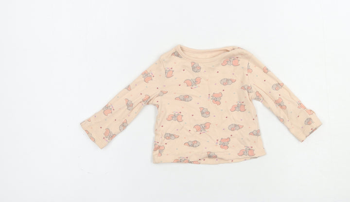 George Baby Pink Geometric Cotton Pullover T-Shirt Size 0-3 Months Crew Neck Pullover - Dumbo