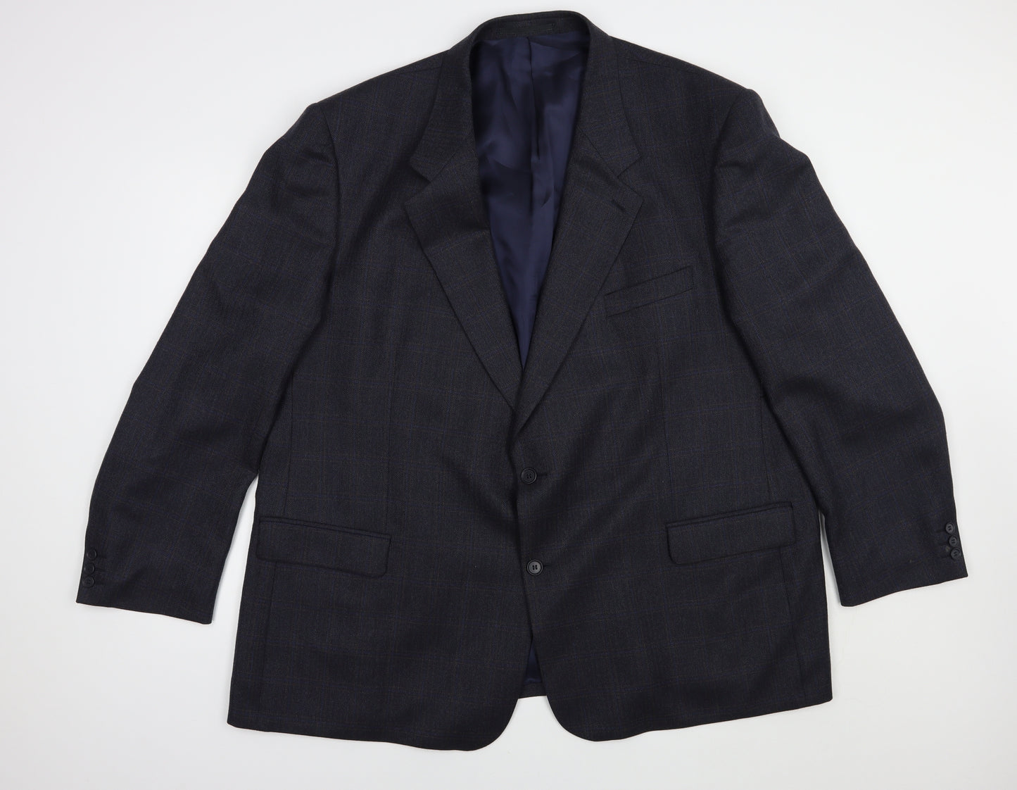 Brook Taverner Mens Blue Plaid  Jacket Blazer Size 54  Button