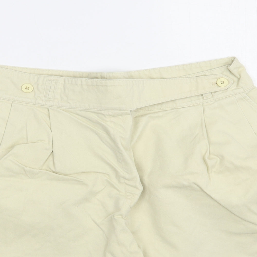 Oui Womens Beige  Cotton Chino Shorts Size 12 L6 in Regular Button