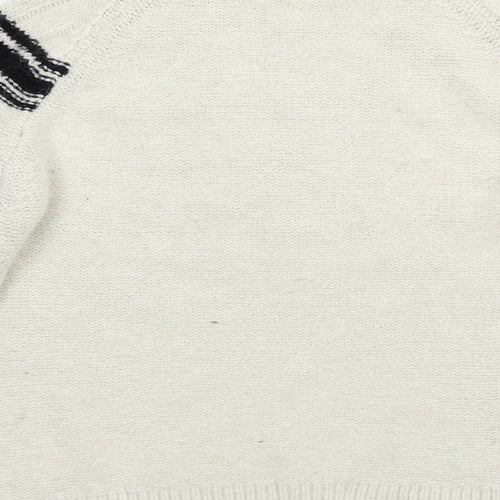 NEXT Womens Ivory Crew Neck Striped Acrylic Pullover Jumper Size L