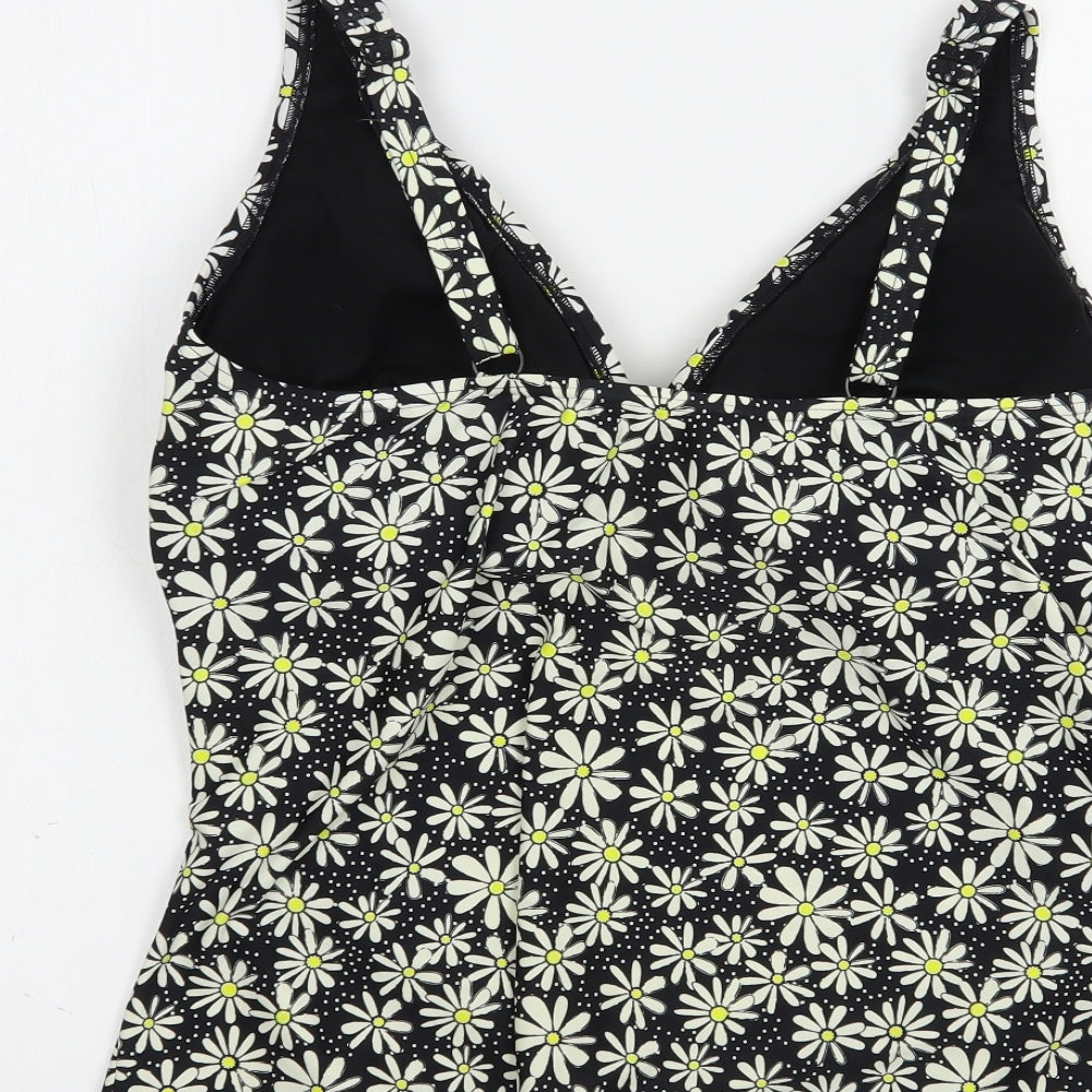 Love Yours Womens Black Floral Nylon Camisole Blouse Size 22 V-Neck