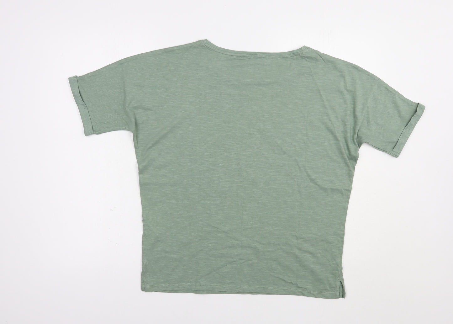 Esprit Womens Green  Cotton Basic T-Shirt Size S Boat Neck
