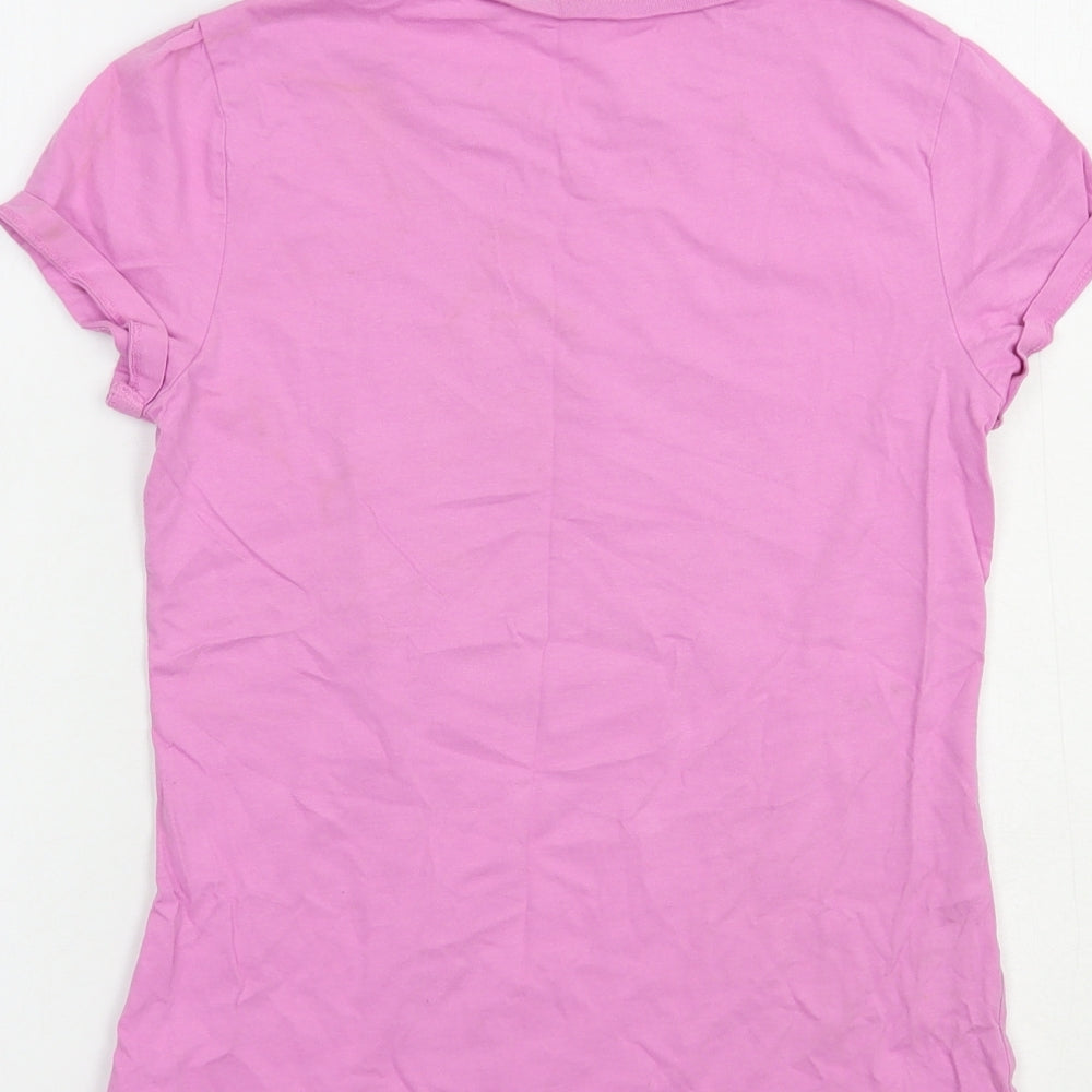 George Girls Pink  Cotton Pullover T-Shirt Size 12-13 Years Crew Neck Pullover - Love