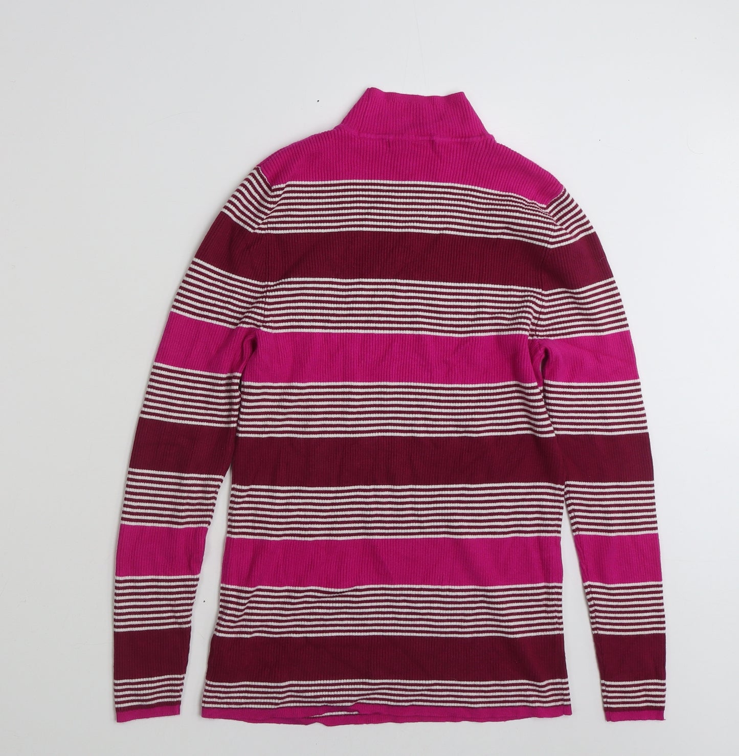 George Womens Pink High Neck Striped Viscose Pullover Jumper Size 16