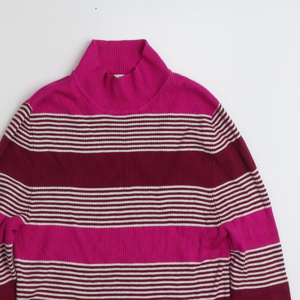 George Womens Pink High Neck Striped Viscose Pullover Jumper Size 16