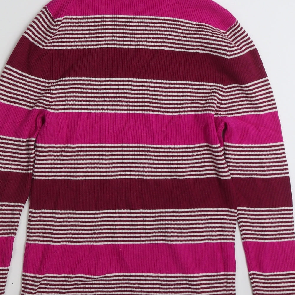 George Womens Pink High Neck Striped Viscose Pullover Jumper Size 16