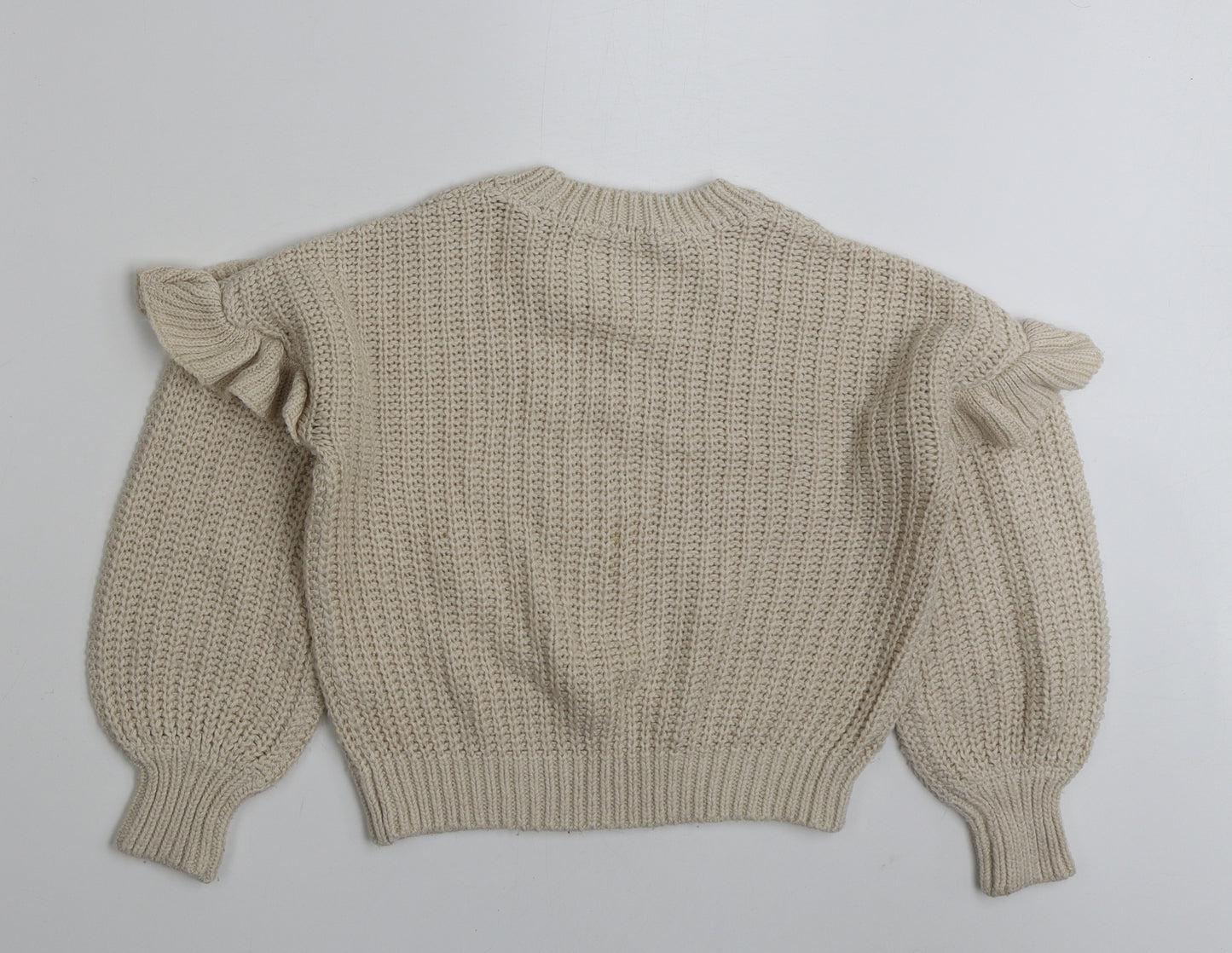 George Girls Beige Crew Neck  Acrylic Pullover Jumper Size 9-10 Years  Pullover