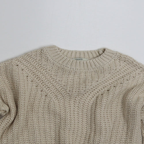 George Girls Beige Crew Neck  Acrylic Pullover Jumper Size 9-10 Years  Pullover