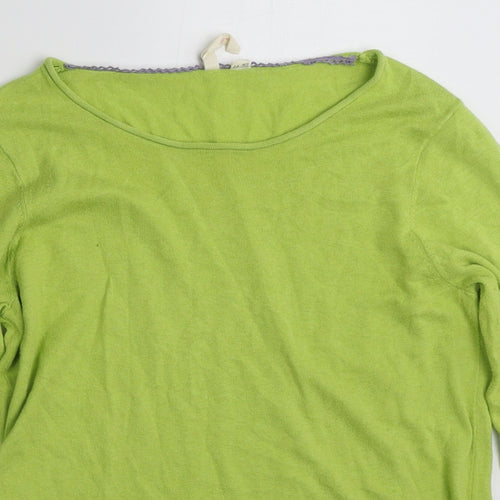 White Stuff Womens Green Boat Neck  100% Cotton Pullover Jumper Size 12