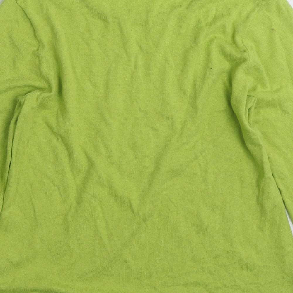 White Stuff Womens Green Boat Neck  100% Cotton Pullover Jumper Size 12