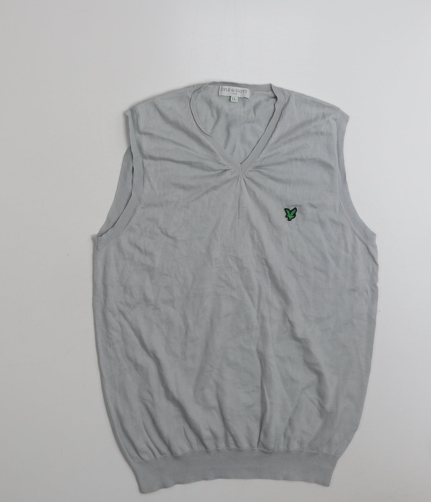 Lyle & Scott Womens Grey V-Neck  100% Cotton Vest Jumper Size L