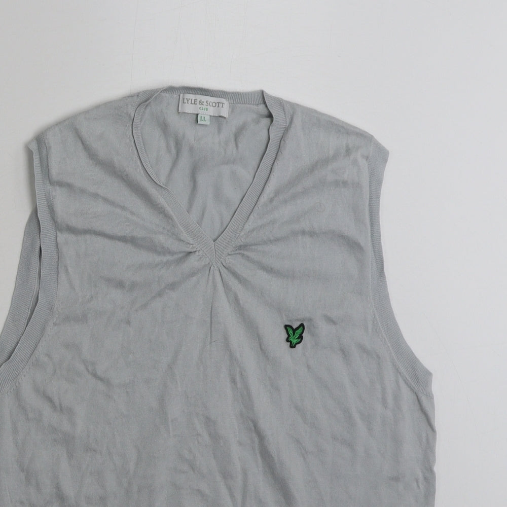 Lyle & Scott Womens Grey V-Neck  100% Cotton Vest Jumper Size L