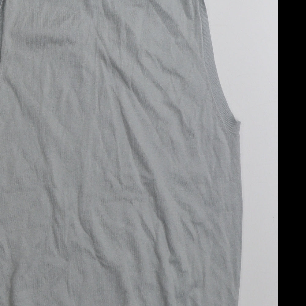 Lyle & Scott Womens Grey V-Neck  100% Cotton Vest Jumper Size L