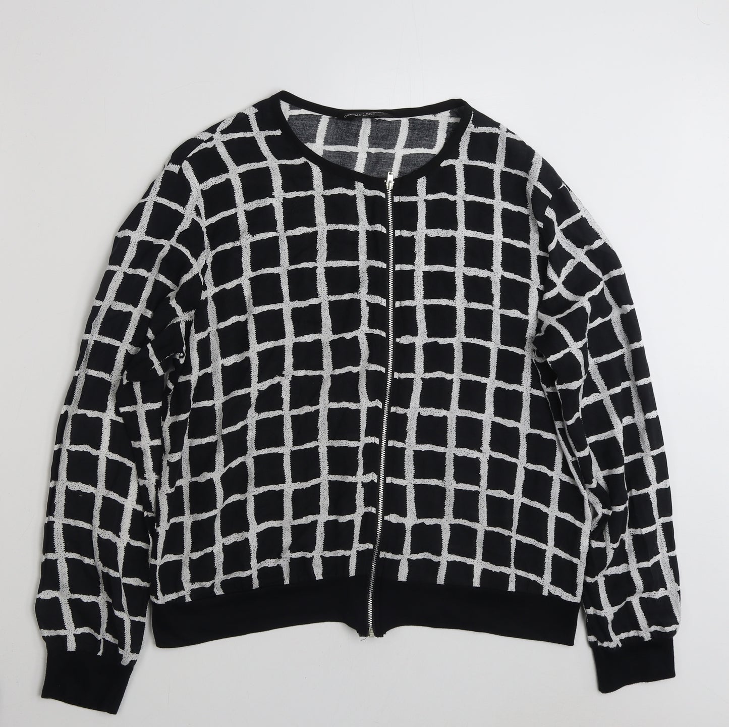 Dorothy Perkins Womens Black Geometric Viscose Basic Blouse Size 16 Crew Neck