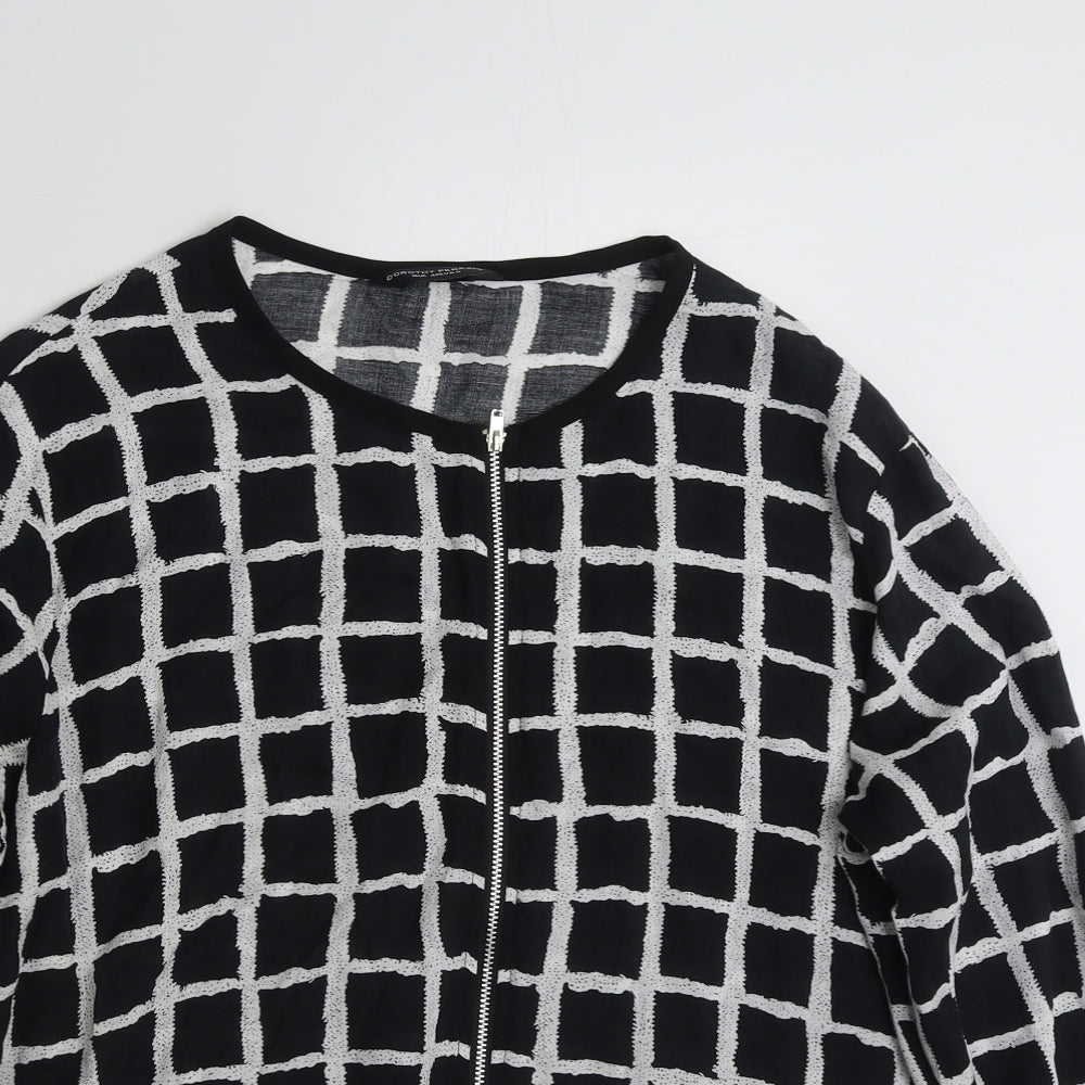 Dorothy Perkins Womens Black Geometric Viscose Basic Blouse Size 16 Crew Neck