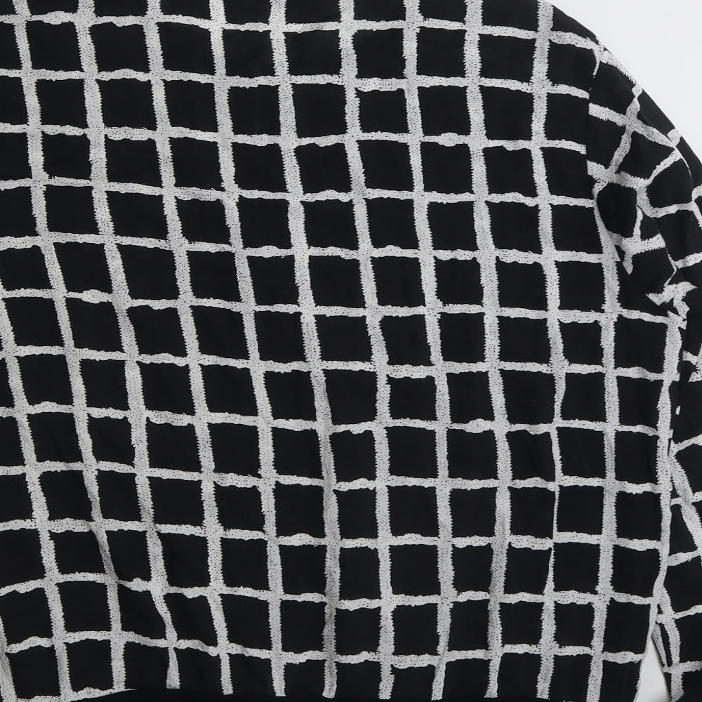 Dorothy Perkins Womens Black Geometric Viscose Basic Blouse Size 16 Crew Neck