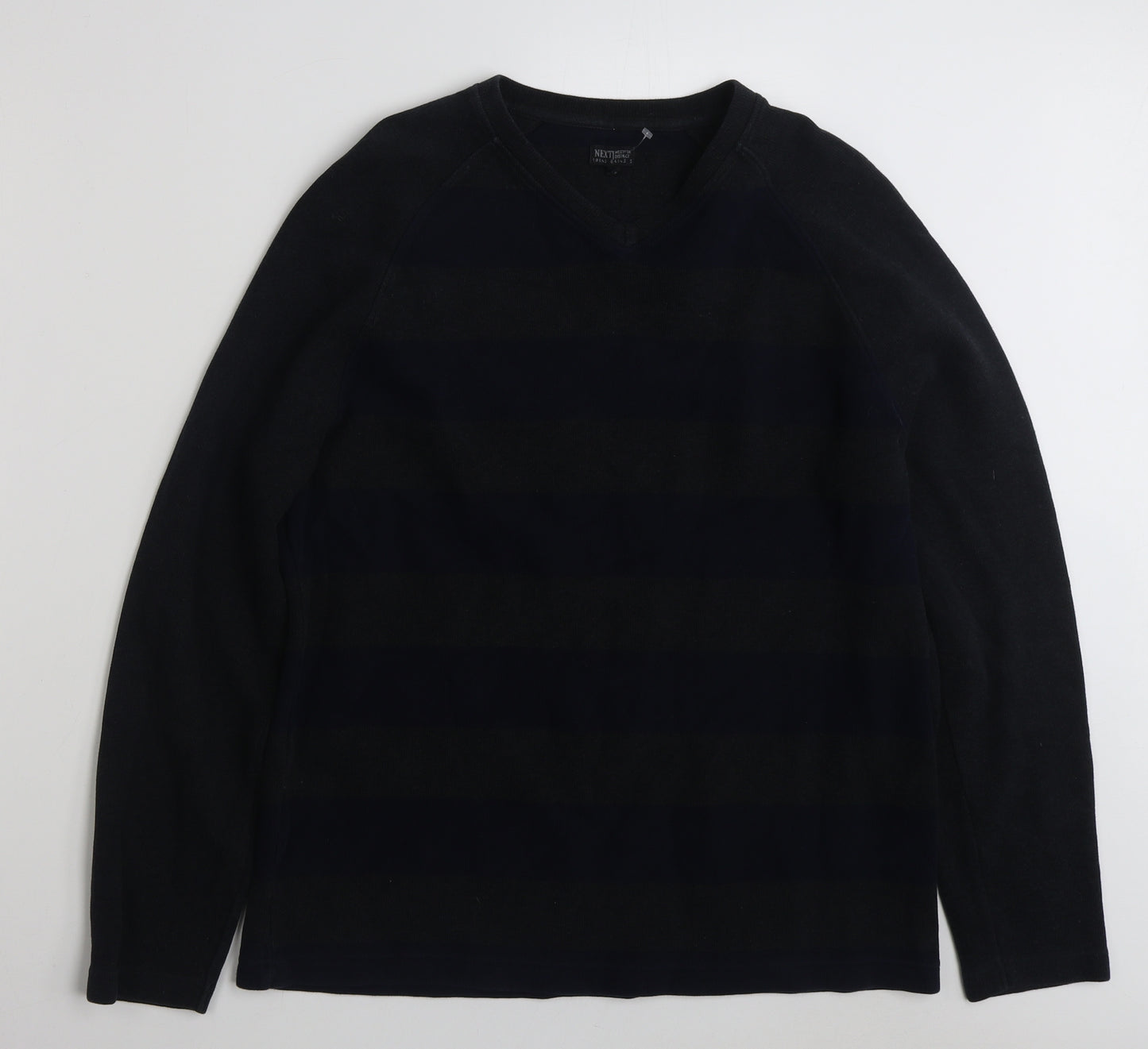 NEXT Mens Grey Striped Cotton Pullover Sweatshirt Size L