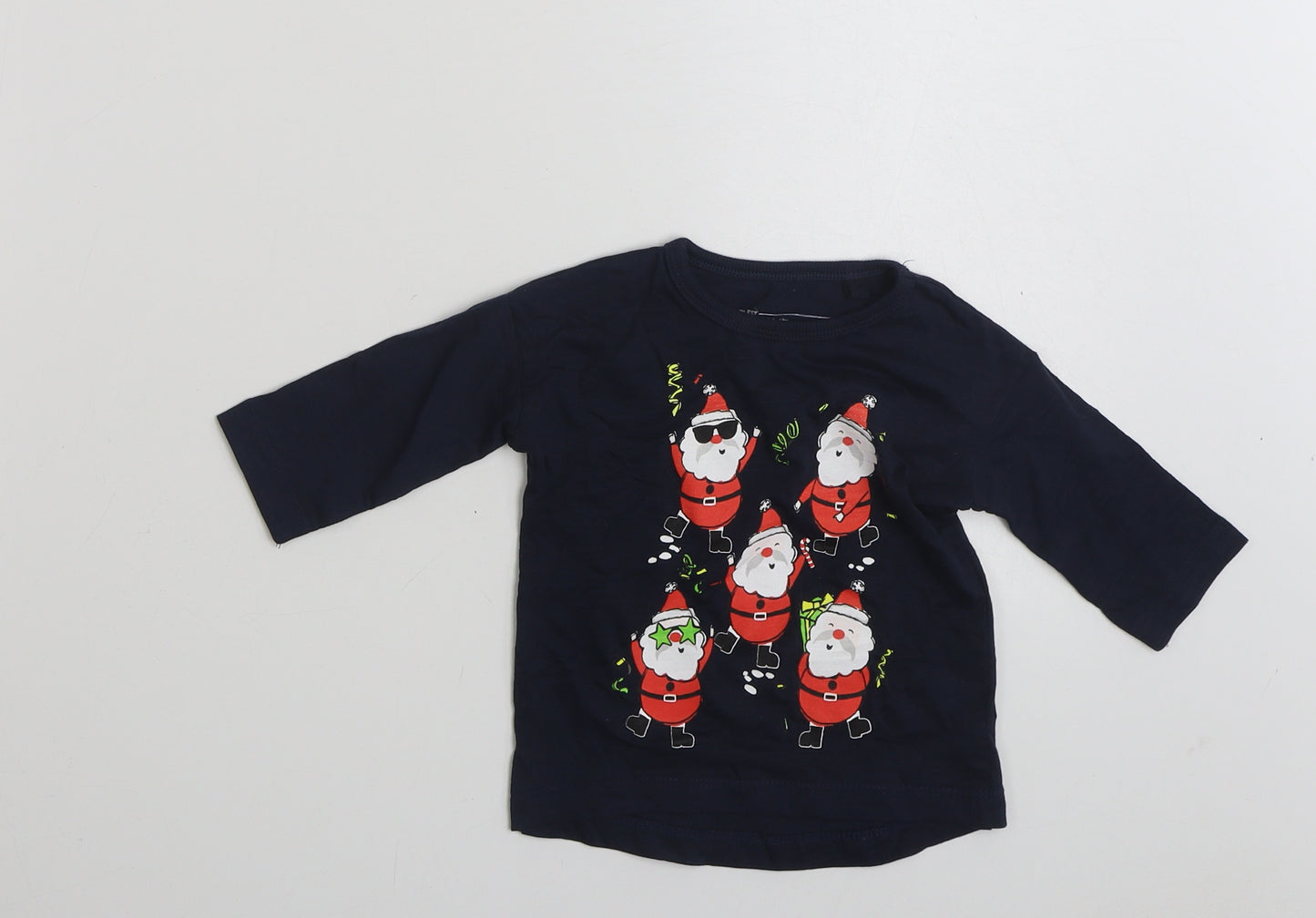 NEXT Boys Blue  100% Cotton Basic T-Shirt Size 3-6 Months Crew Neck Pullover - Christmas