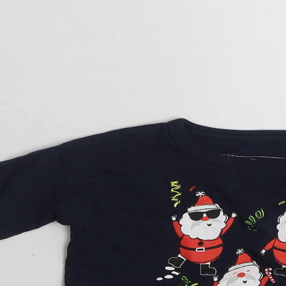 NEXT Boys Blue  100% Cotton Basic T-Shirt Size 3-6 Months Crew Neck Pullover - Christmas