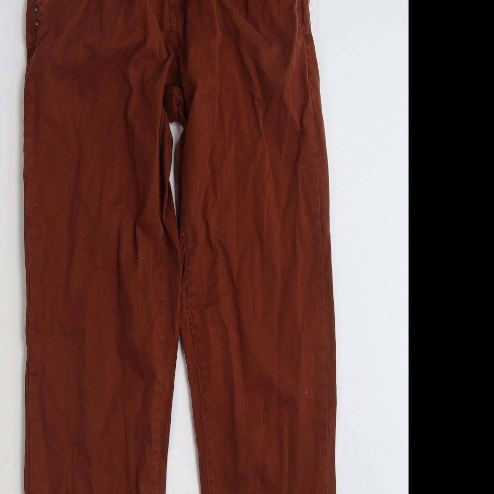 Denim & Co. Womens Brown  Cotton Chino Trousers Size 6 L31 in Regular Zip