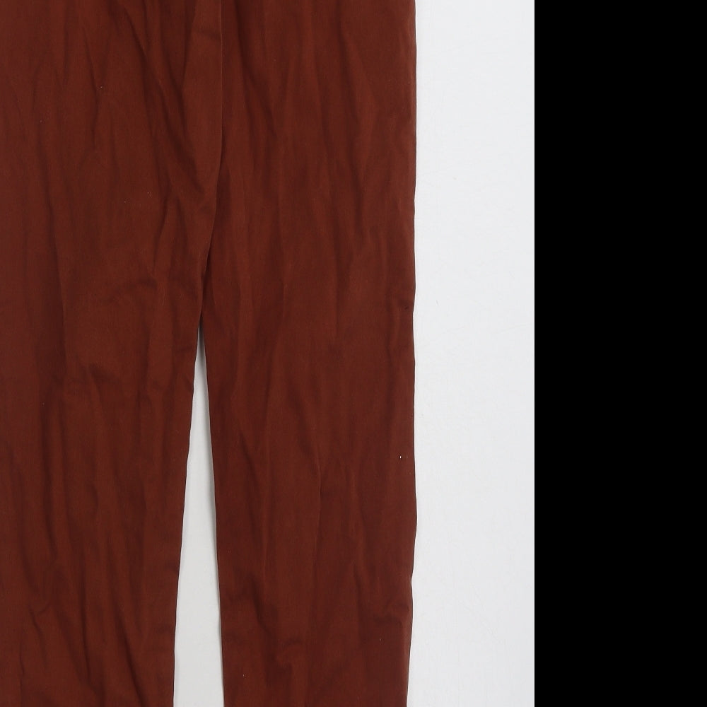 Denim & Co. Womens Brown  Cotton Chino Trousers Size 6 L31 in Regular Zip