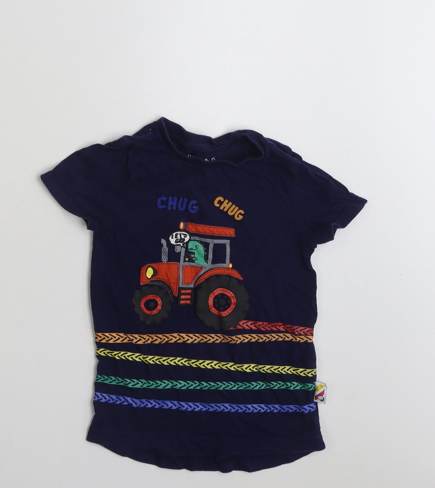 Nutmeg Boys Blue  100% Cotton Basic T-Shirt Size 4-5 Years Crew Neck Pullover - Chug Chug