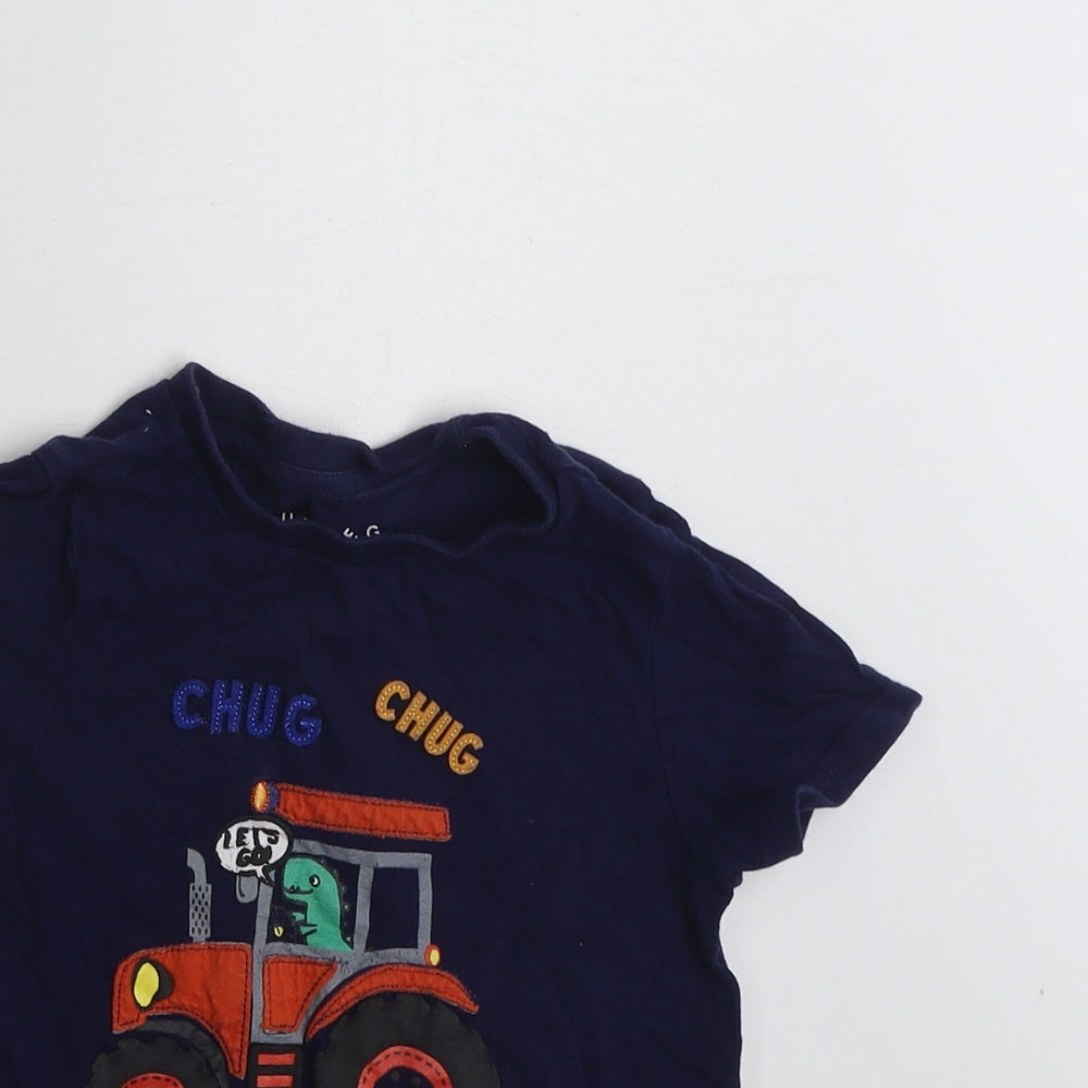 Nutmeg Boys Blue  100% Cotton Basic T-Shirt Size 4-5 Years Crew Neck Pullover - Chug Chug