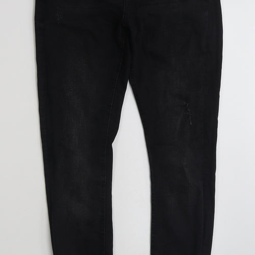 Denim & Co. Womens Black  Cotton Skinny Jeans Size 10 L28 in Slim Zip