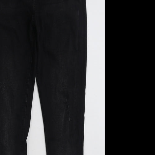 Denim & Co. Womens Black  Cotton Skinny Jeans Size 10 L28 in Slim Zip