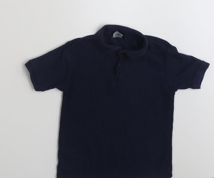 Fruit of the Loom Boys Blue  Polyester Pullover Polo Size 5-6 Years Collared Button