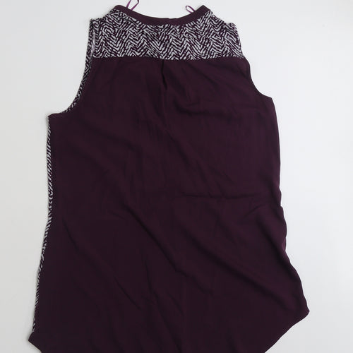 NEXT Womens Purple Geometric Polyester Basic Blouse Size 16 V-Neck
