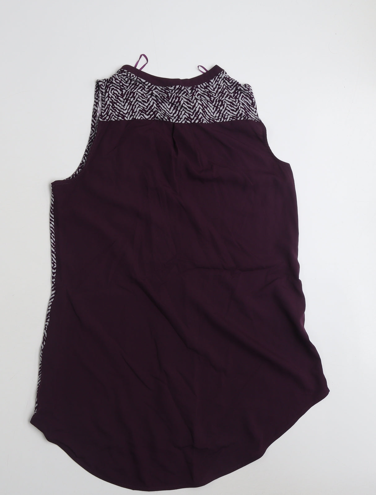 NEXT Womens Purple Geometric Polyester Basic Blouse Size 16 V-Neck
