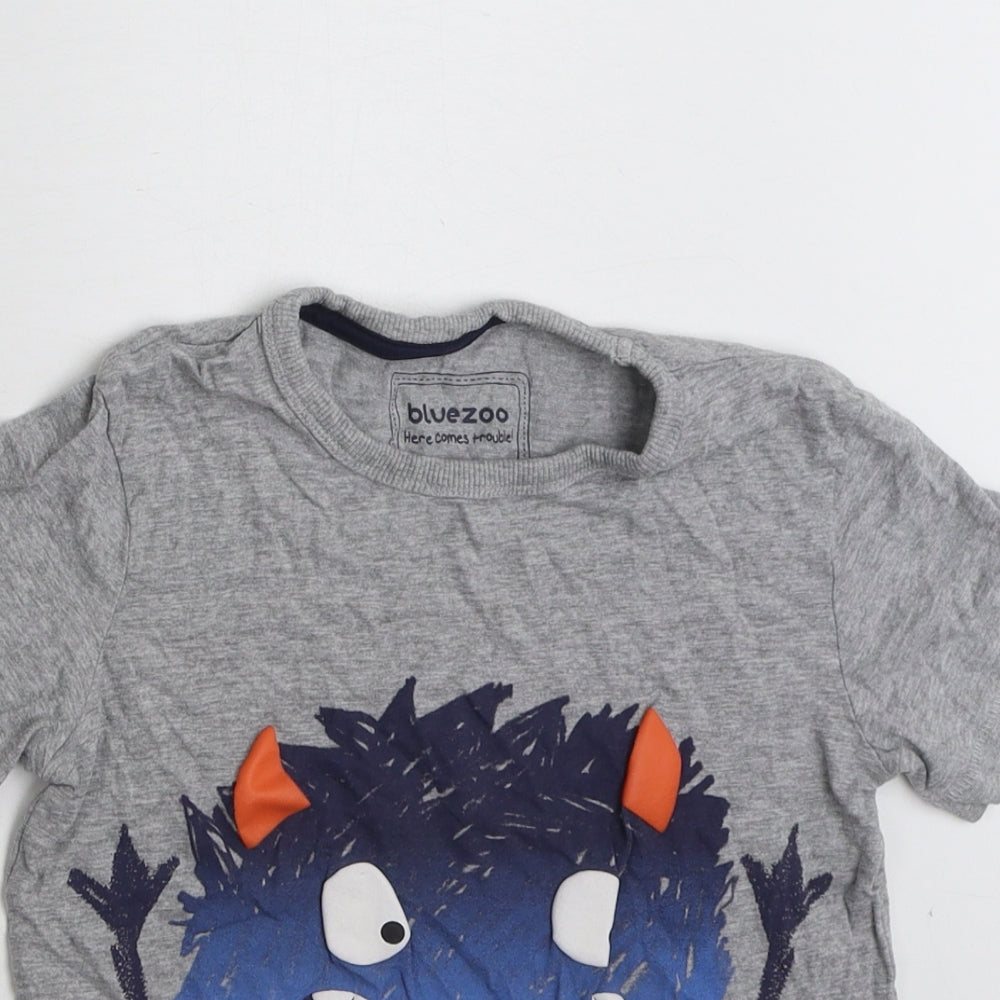 Blue Zoo Boys Grey  Cotton Basic T-Shirt Size 5-6 Years Crew Neck Pullover - Rah!