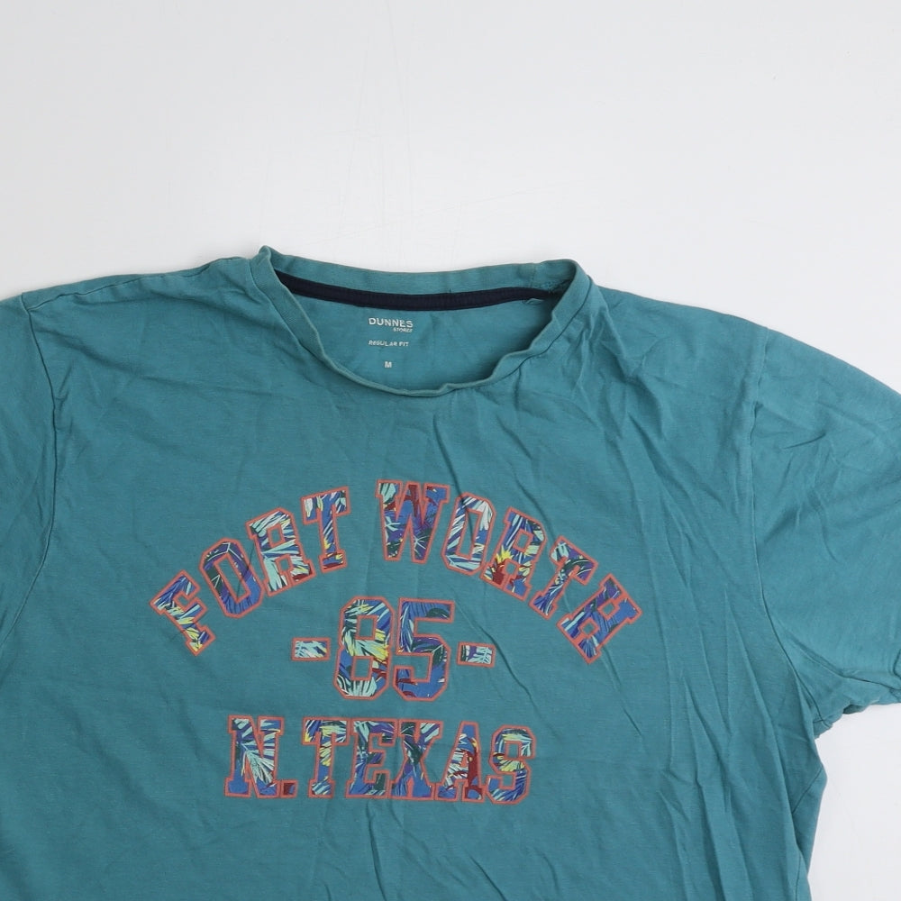 Dunnes Stores Mens Green  Cotton  T-Shirt Size M Crew Neck  - Fort Worth Texas