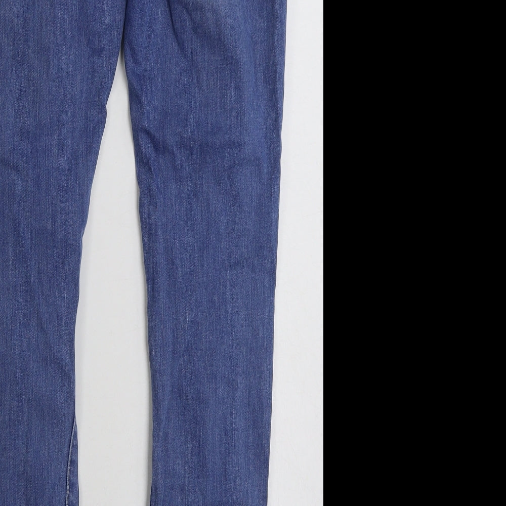 Denim & Co. Womens Blue  Cotton Skinny Jeans Size 12 L29 in Slim Zip