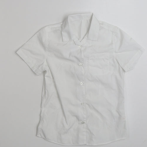 F&F Girls White  Polyester Basic Button-Up Size 9-10 Years Collared Button