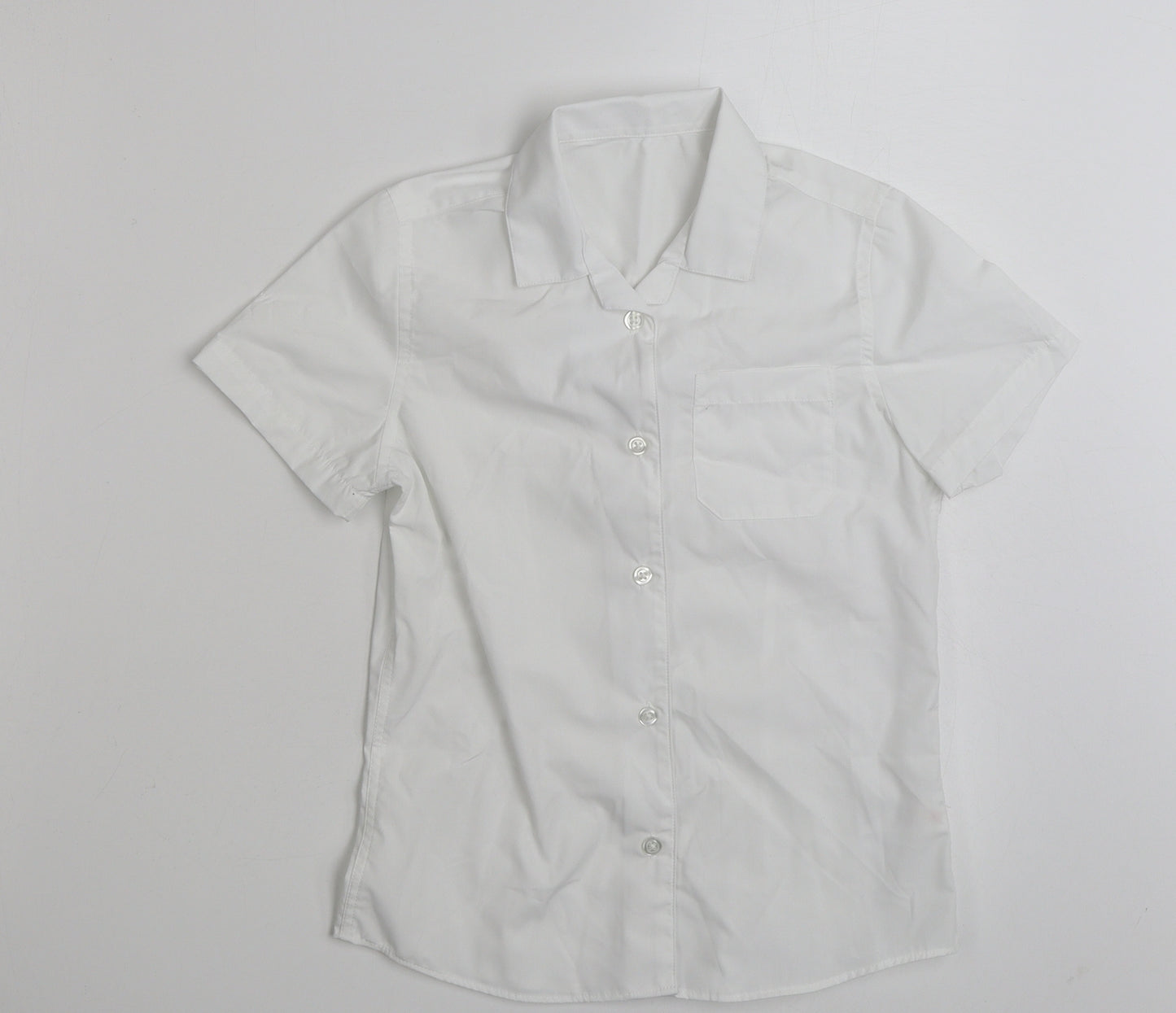 F&F Girls White  Polyester Basic Button-Up Size 9-10 Years Collared Button