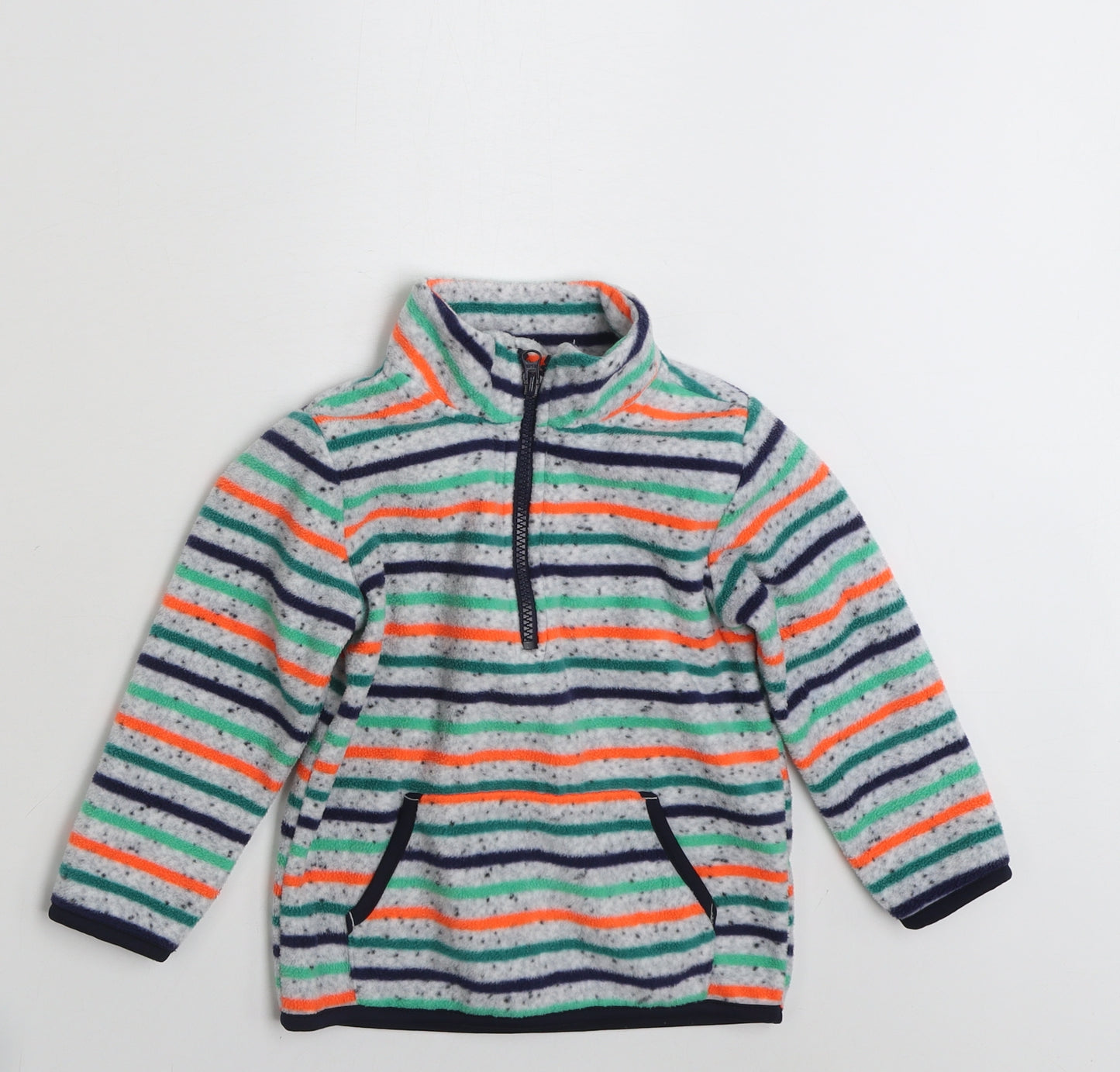 F&F Boys Grey Striped 100% Polyester Pullover Sweatshirt Size 3-4 Years  Zip