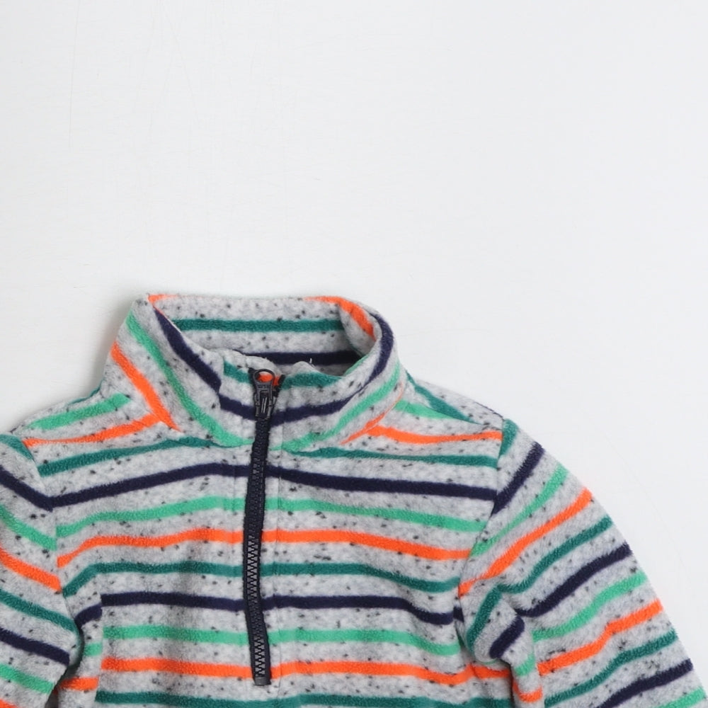 F&F Boys Grey Striped 100% Polyester Pullover Sweatshirt Size 3-4 Years  Zip