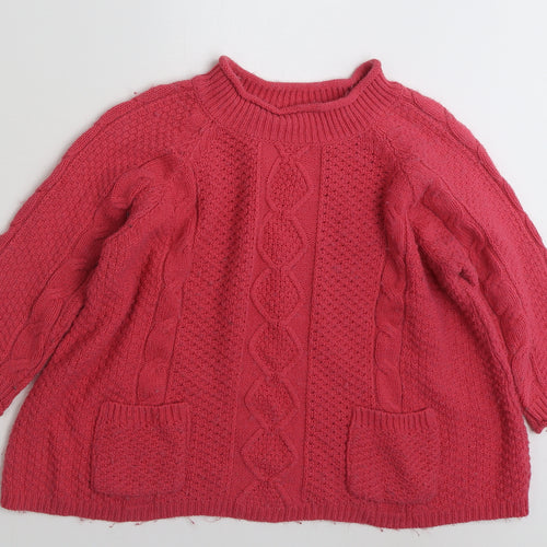 River Island Womens Pink High Neck  Acrylic Pullover Jumper Size 12