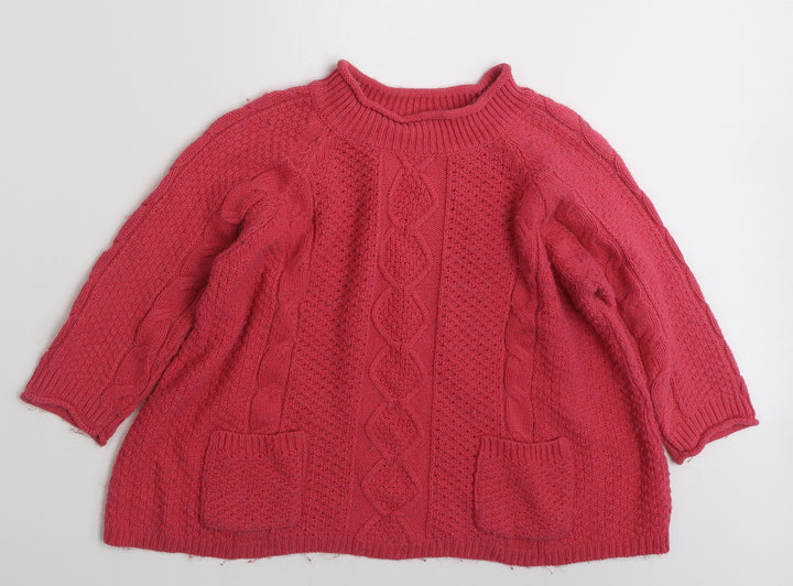River Island Womens Pink High Neck  Acrylic Pullover Jumper Size 12