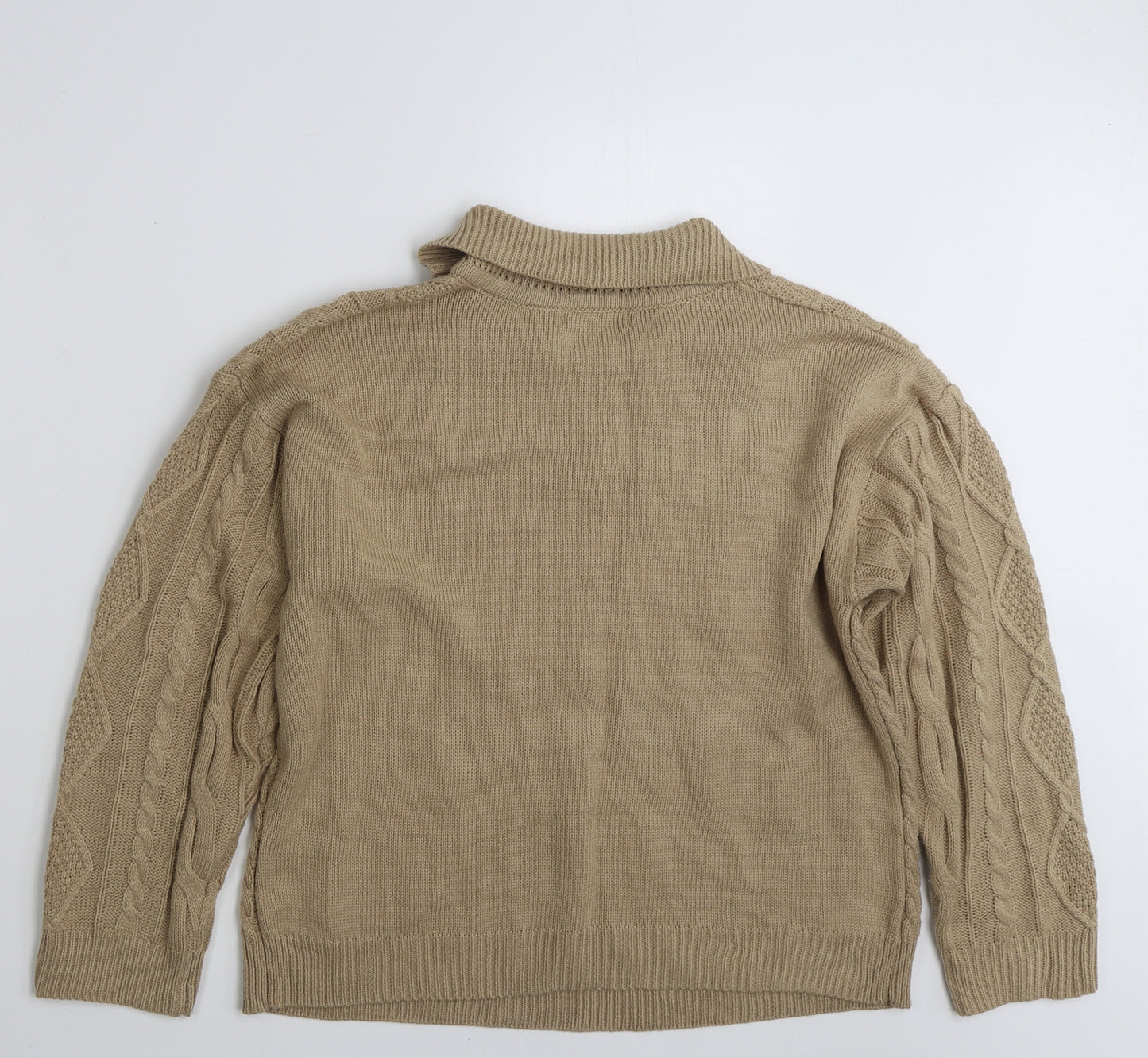 SHEIN  Womens Beige Collared  Acrylic Pullover Jumper Size S
