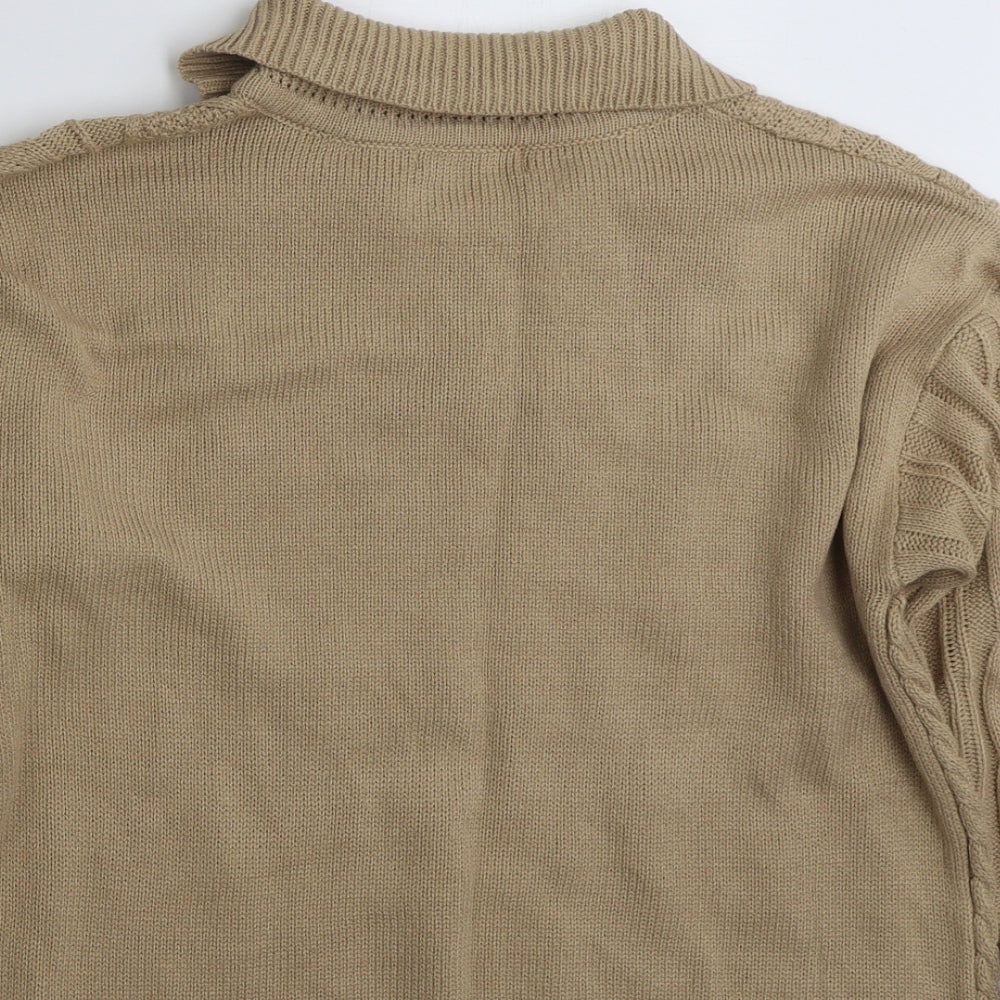 SHEIN  Womens Beige Collared  Acrylic Pullover Jumper Size S