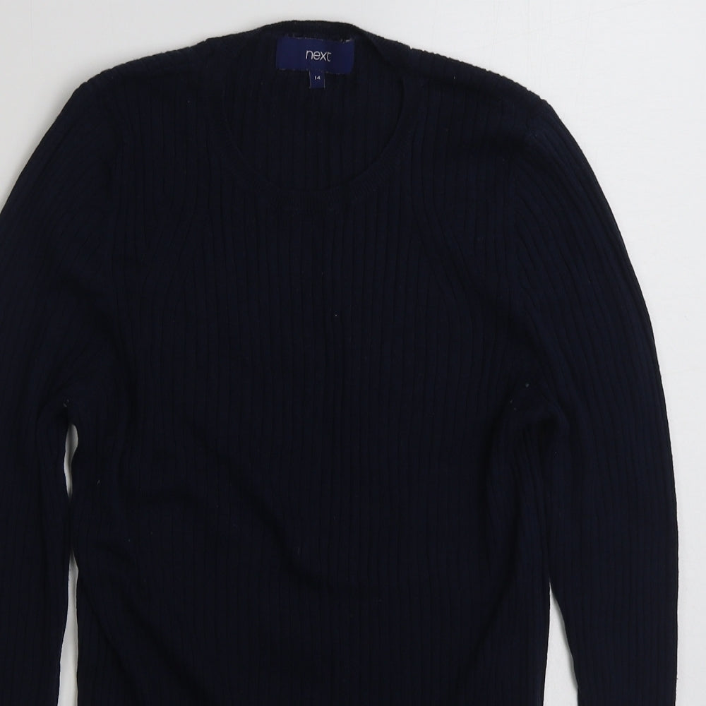 NEXT Womens Blue Scoop Neck  Cotton Pullover Jumper Size 14