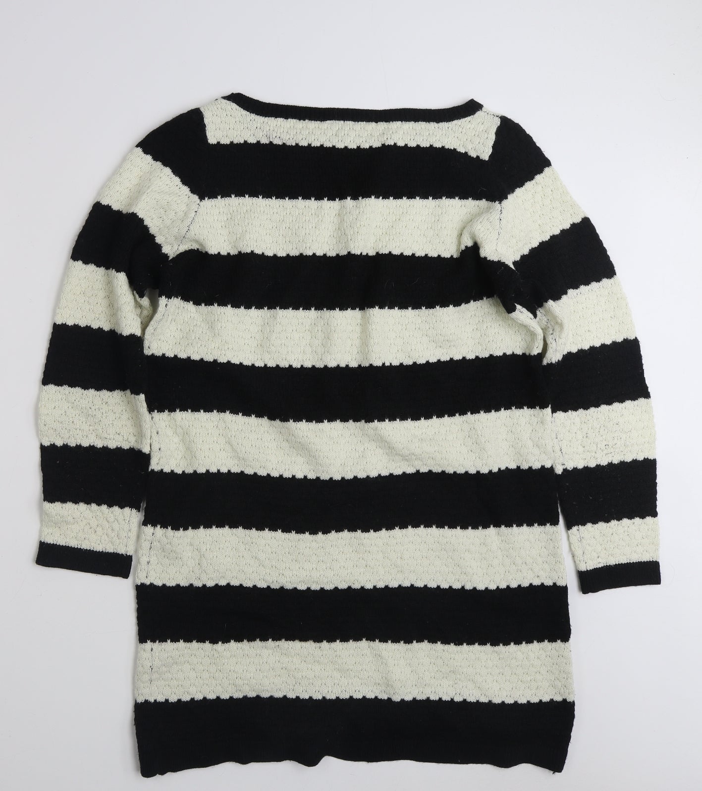 Oasis Womens Black Boat Neck Striped Wool Tunic Jumper Size L   - Black & White
