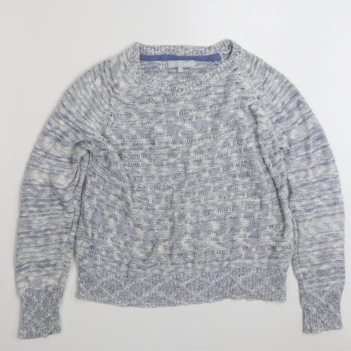 Red Herring Womens Blue Round Neck  Cotton Pullover Jumper Size 16