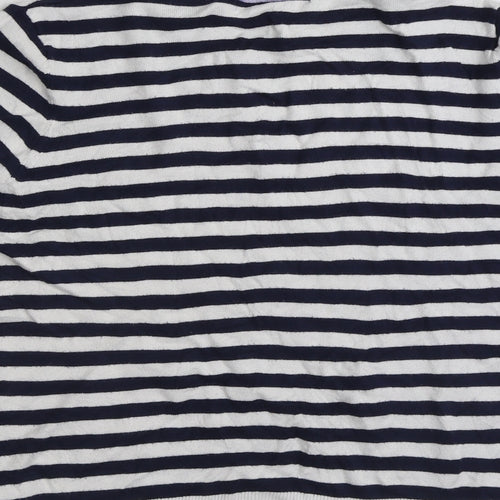 Marks and Spencer Womens Blue Round Neck Striped Viscose Pullover Jumper Size 16