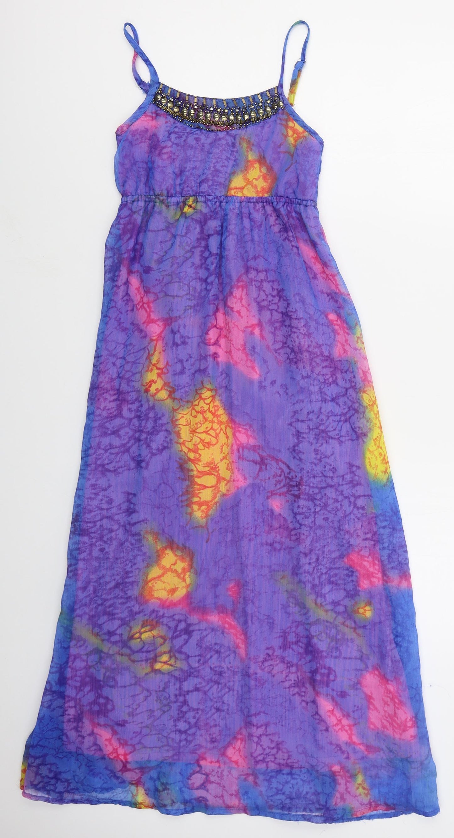 Young Dimension Girls Blue  Polyester Maxi  Size 7-8 Years  Scoop Neck Pullover - Abstract